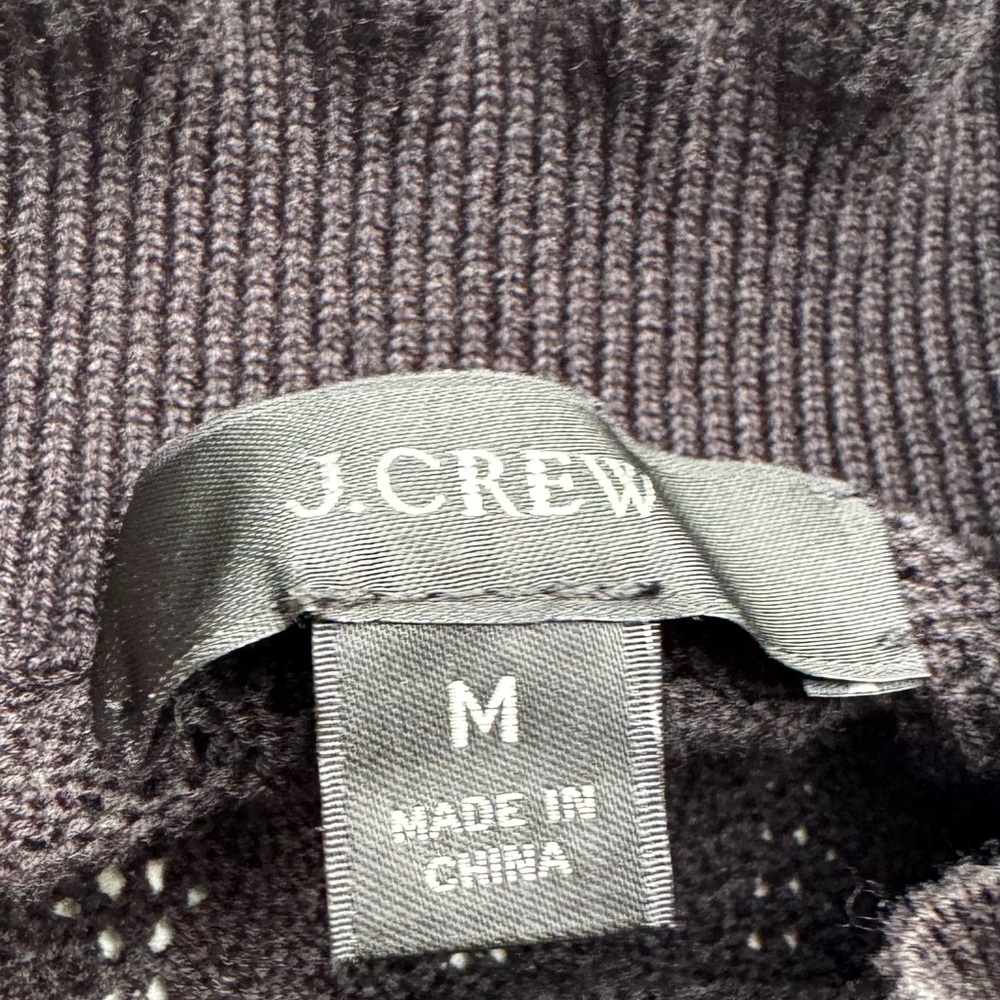 J. Crew Black Pointelle ruffle mockneck sweater- Size M - Picture 4 of 5
